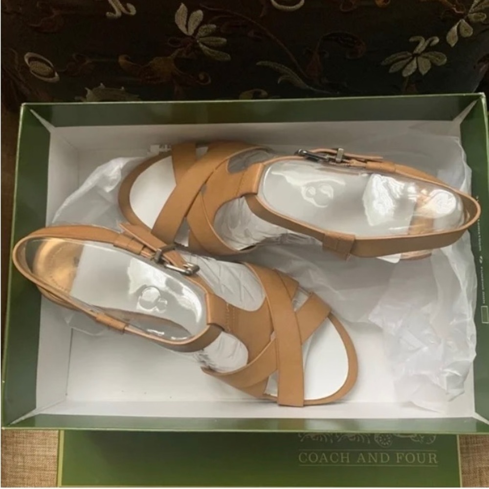 Coach and Four Leather Sandals with heels. *New In Box* - Picture 2 of 5